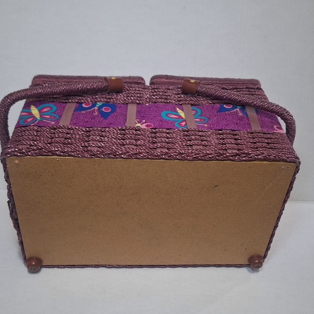 Retro Woven Sewing Box-Basket Butterfly Vintage?? - Picture 6 of 6
